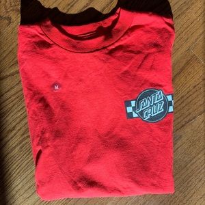 NEW Santa Cruz Red Long Sleeve Checkered Tee